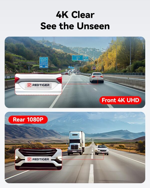 REDTIGER Dash Cam Front and Rear