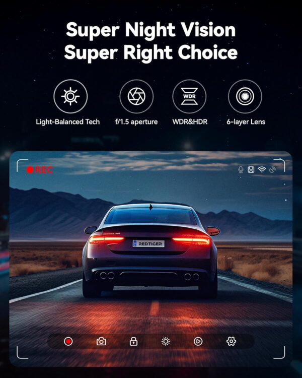 REDTIGER Dash Cam Front and Rear